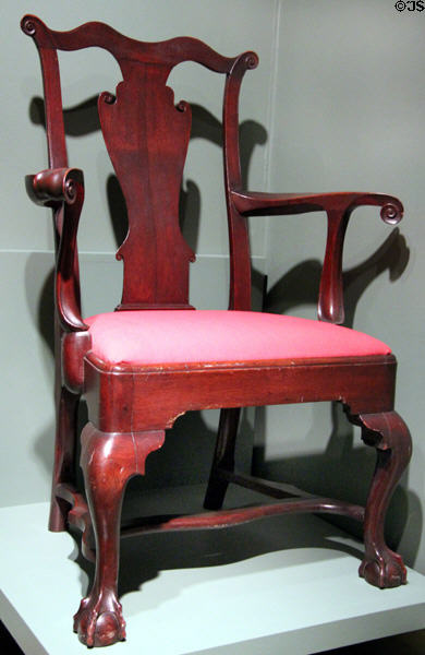 Rococo armchair (1755-70) made in Philadelphia, PA at DAR Memorial Continental Hall. Washington, DC.