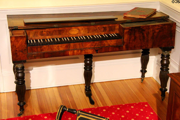 Mahogany piano (c1815) made by Carl Christian Stein of Karlsruhe, Germany in District of Columbia period parlor (1814-20) at DAR Memorial Continental Hall. Washington, DC.