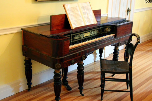 Mahogany piano (c1830) by Samuel Neilson of New York City in Kentucky period parlor (1830-40) at DAR Memorial Continental Hall. Washington, DC.