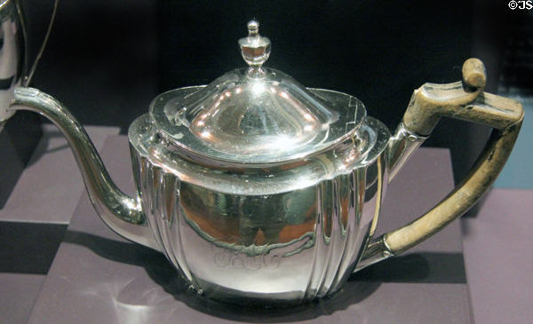 Silver teapot (c1810) by William Moulton of Newburyport, MA at DAR Memorial Continental Hall Museum. Washington, DC.