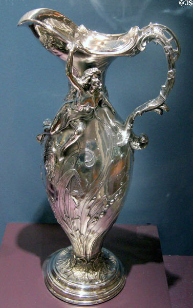 Art Nouveau silver pitcher (c1900) by unknown at DAR Memorial Continental Hall Museum. Washington, DC.