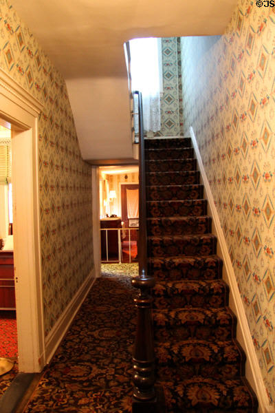 Entrance hall with stairs in House Where Lincoln Died. Washington, DC.