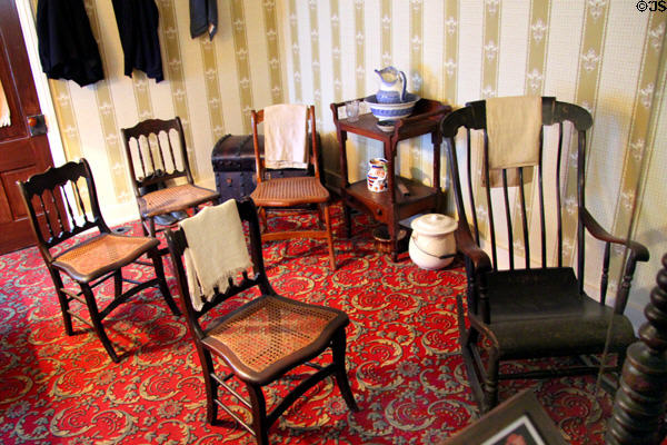 Chairs in back bedroom for those waiting at Lincoln's bedside at House Where Lincoln Died. Washington, DC.