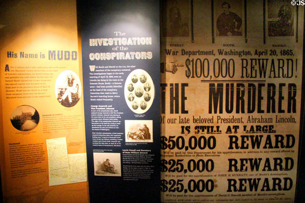 Display about conspirators in the assassination of Abraham Lincoln at House Where Lincoln Died. Washington, DC.