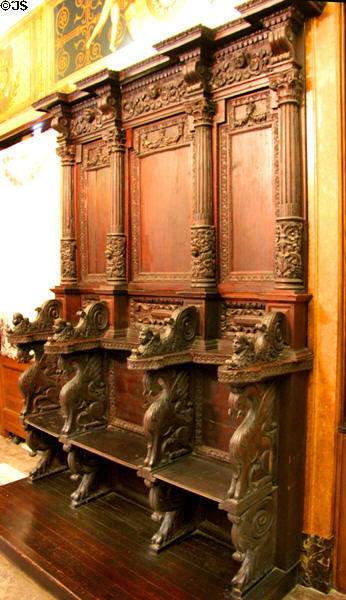 Entrance hall choir stalls from Naples at Anderson House Museum. Washington, DC.