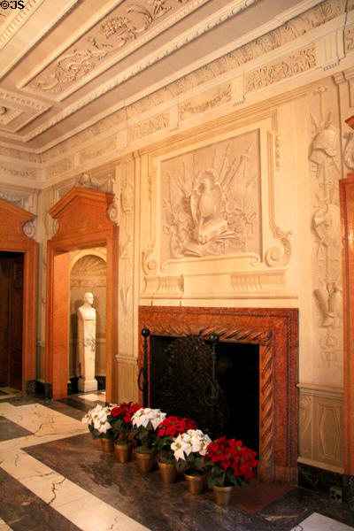 Fireplace in stairway hall at Anderson House Museum. Washington, DC.