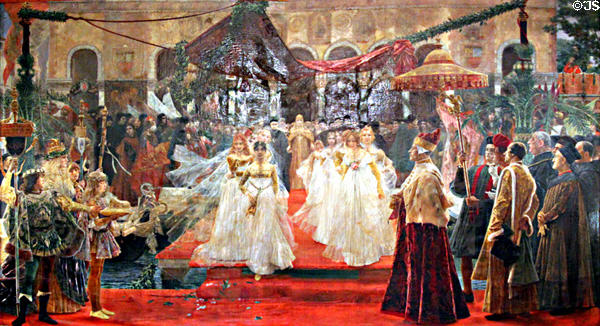 Triumph of the Dogaressa of Venice in 1423 painting (c1882-93) by Jose Villegas y Cordero at Anderson House Museum. Washington, DC.