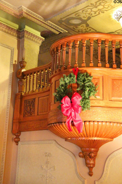 Musicians balcony over dining room at Christian Heurich Mansion. Washington, DC.