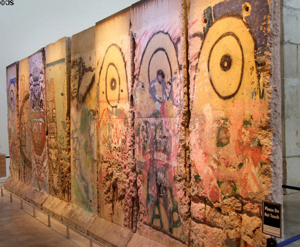 Graffiti covered section of demolished Berlin Wall at Newseum. Washington, DC.
