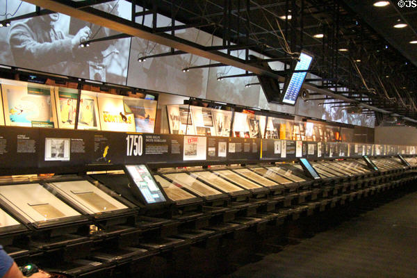Chronological history of news & publishing exhibit at Newseum. Washington, DC.