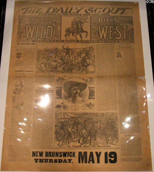 Promotional Daily Scout newspaper (1887) published by Buffalo Bill at Newseum. Washington, DC.