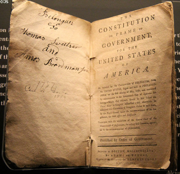 Constitution of the United States first pamphlet (1787) at Newseum. Washington, DC.