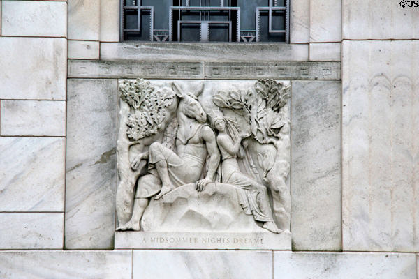 Midsummer Nights Dream relief on Folger Shakespeare Library. Washington, DC.