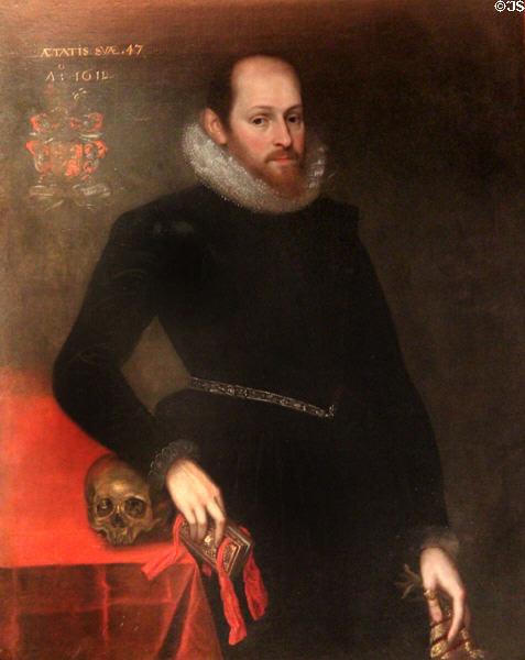 The Ashbourne Portrait (1612) once thought to be that of Shakespeare at Folger Shakespeare Library. Washington, DC.