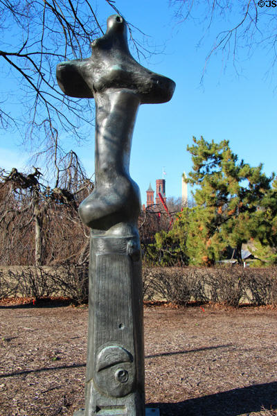 Upright Motive No. 1: Glenkiln Cross bronze sculpture (1955) by Henry Moore at Hirshhorn Museum Sculpture Garden. Washington, DC.