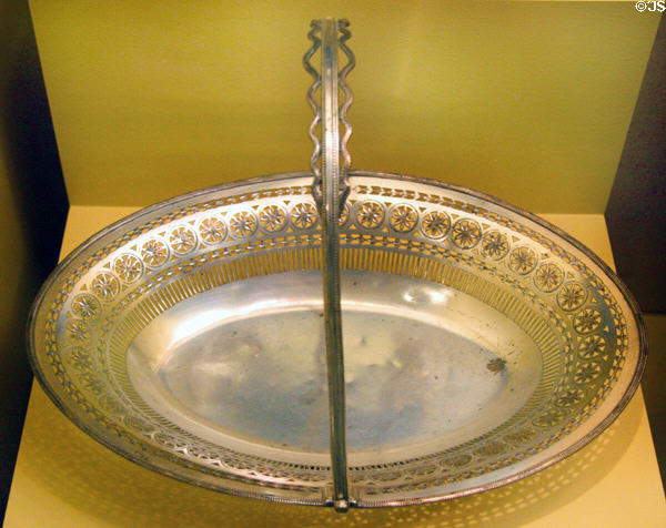 Silver-plated breadbasket used by Washington in the presidential mansion at National Museum of American History. Washington, DC.