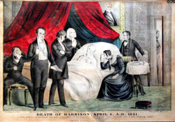 Death of William Henry Harrison graphic (1841) by Currier at National Museum of American History. Washington, DC.