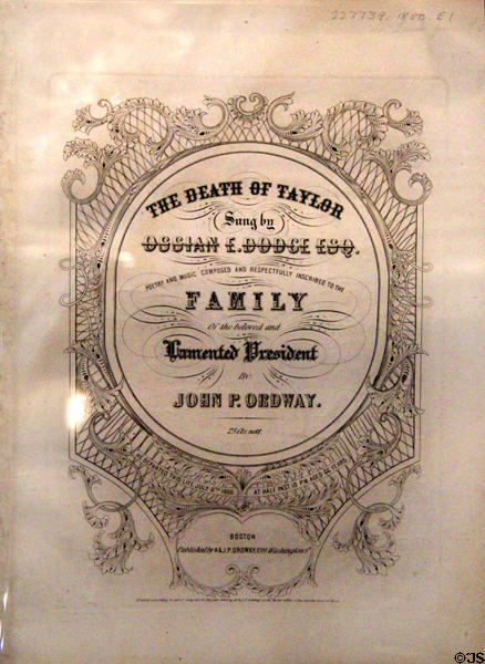 Death of Zachary Taylor sheet music (1850) by Ossian E. Dodge Esq. at National Museum of American History. Washington, DC.