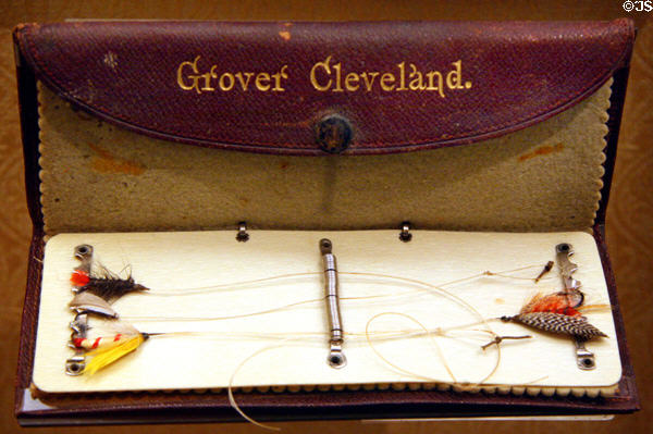 Grover Cleveland's leather case with trout flies (c1888) at National Museum of American History. Washington, DC.