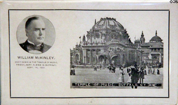 President William McKinley's & Buffalo World's Fair assassination building graphic at National Museum of American History. Washington, DC.