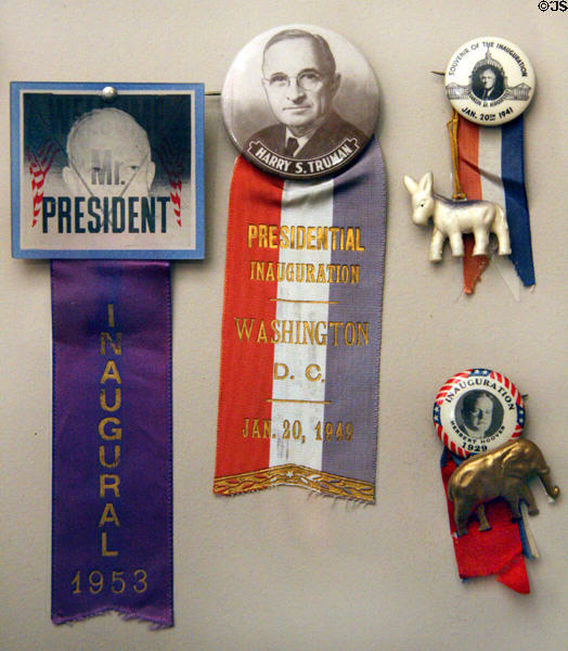 Collection of ribbons related to American presidential elections & inaugurations at National Museum of American History. Washington, DC.
