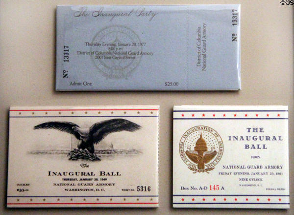 Collection of inaugural ball tickets at National Museum of American History. Washington, DC.