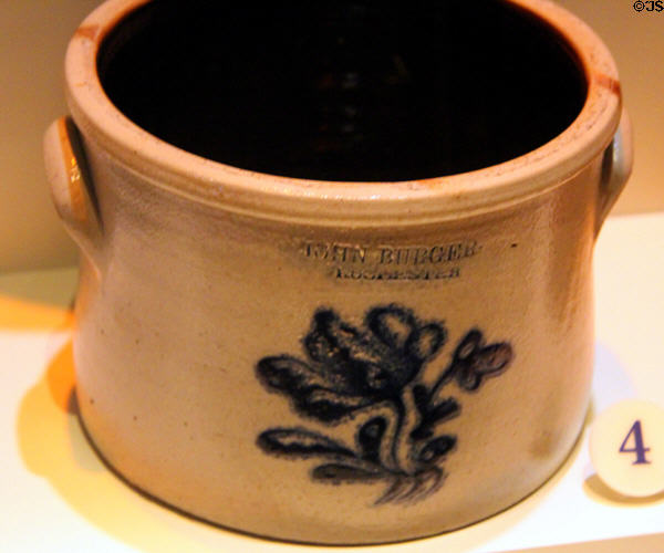Stoneware butter crock (1850s) by John Burger of Rochester, NY at National Museum of American History. Washington, DC.