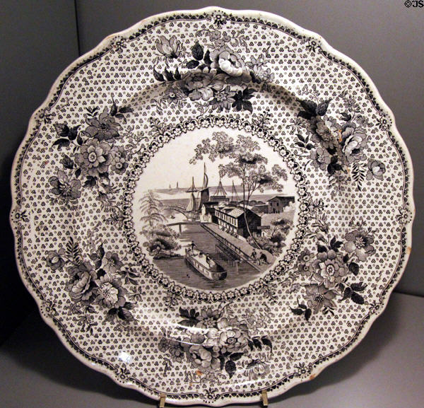 Erie Canal at Buffalo commemorative plate (c1830) at National Museum of American History. Washington, DC.