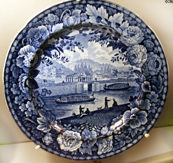 Erie Canal at Albany commemorative plate (1820-40s) by Enoch Wood & Sons of Staffordshire, England at National Museum of American History. Washington, DC.