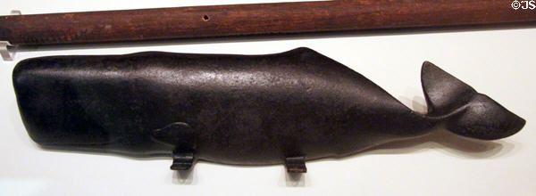 Cast-iron shop sign in shape of sperm whale (late 1800s) from New Bedford, MA at National Museum of American History. Washington, DC.