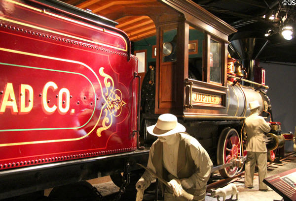 Details of Steam locomotive Jupiter (1876) & tender at National Museum of American History. Washington, DC.