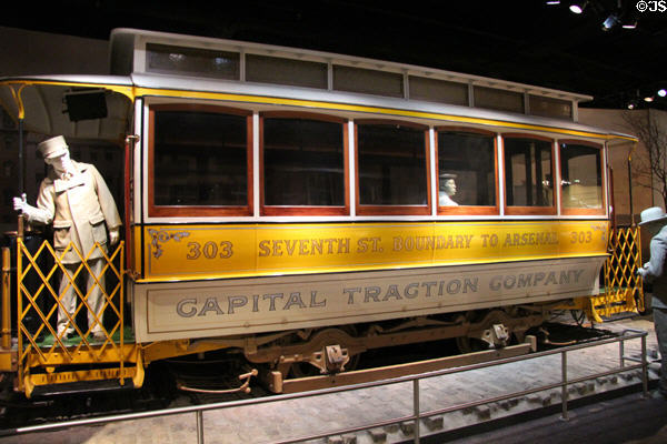 Electric streetcar (1898) used by Capital Traction Co. at National Museum of American History. Washington, DC.
