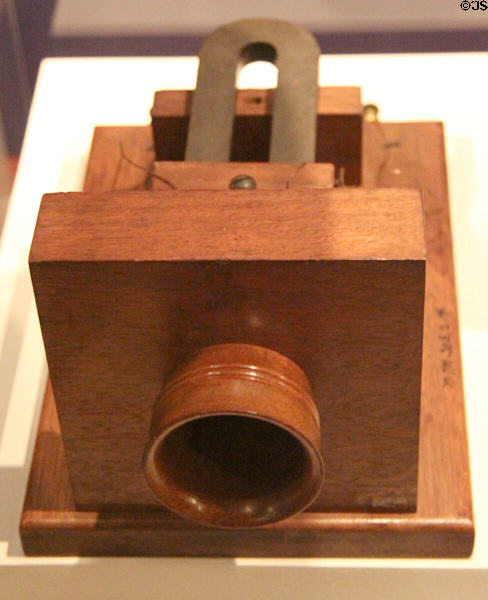 Early big box telephone (1876) by Alexander Graham Bell at National Museum of American History. Washington, DC.