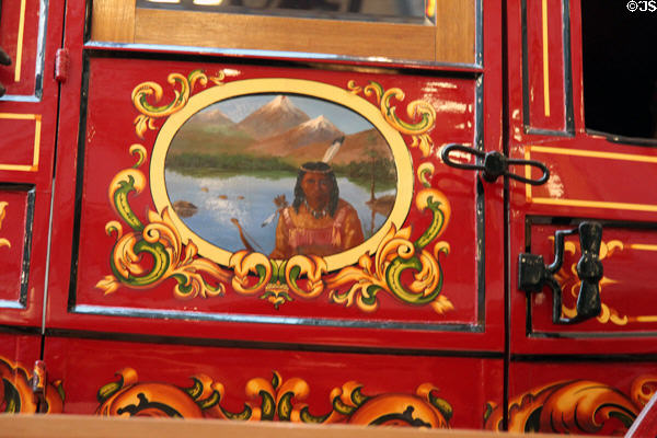 Door painting on Concord stage coach at National Postal Museum. Washington, DC.