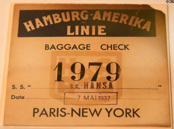 Hindenburg baggage claim check (stamped May 7, 1937) at National Postal Museum. Washington, DC.