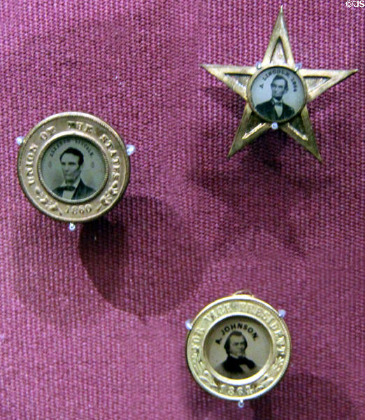 Abraham Lincoln campaign buttons (1860 & 1864) at Smithsonian Castle. Washington, DC.