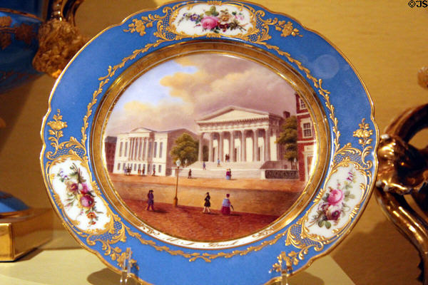 The Rush Porcelain plate showing U.S. Bank (c1847-9) made by Rihouet of Paris at Smithsonian Castle. Washington, DC.