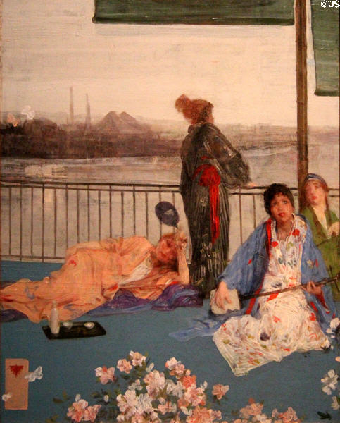 Variations in Flesh Colour & Green: The Balcony painting (1864-70) by James McNeil Whistler at Smithsonian Freer Gallery of Art. Washington, DC.