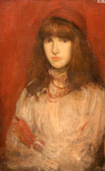 The Little Red Glove painting (1896-1902) by James McNeil Whistler at Smithsonian Freer Gallery of Art. Washington, DC.