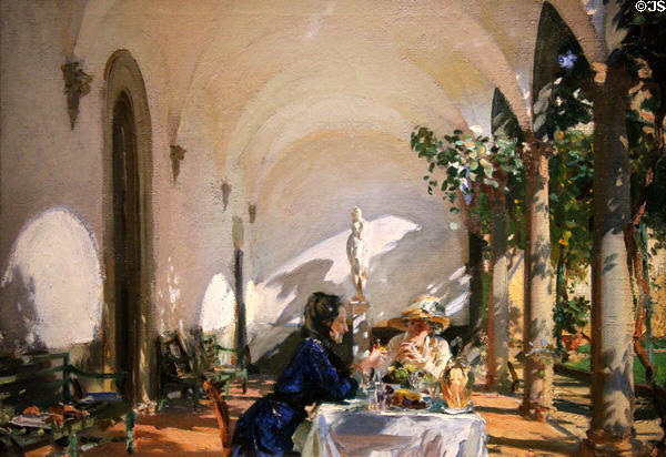 Breakfast in the Loggia painting (1910) by John Singer Sargent at Smithsonian Freer Gallery of Art. Washington, DC.