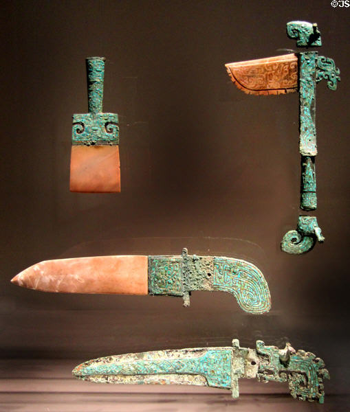 Chinese jade & bronze ceremonial daggers & axes (c1300-1200 BCE) at Smithsonian Freer Gallery of Art. Washington, DC.