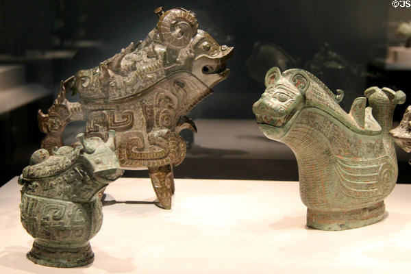 Chinese bronze animal ewers (c1300-975 BCE) at Smithsonian Freer Gallery of Art. Washington, DC.