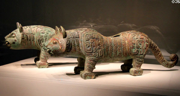 Chinese bronze fittings in form of tigers (c900 BCE) at Smithsonian Freer Gallery of Art. Washington, DC.