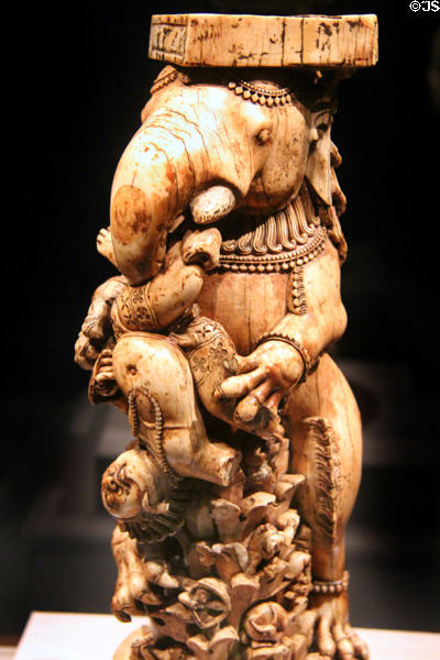 Ivory throne leg carved as elephant (13thC) from India at Smithsonian Freer Gallery of Art. Washington, DC.