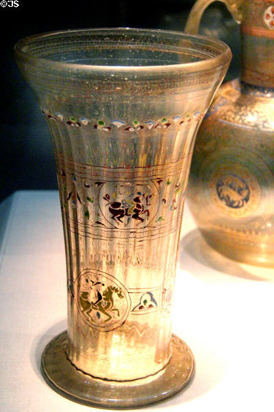 Enameled & gilded glass beaker (late 13thC) from Syria at Smithsonian Freer Gallery of Art. Washington, DC.