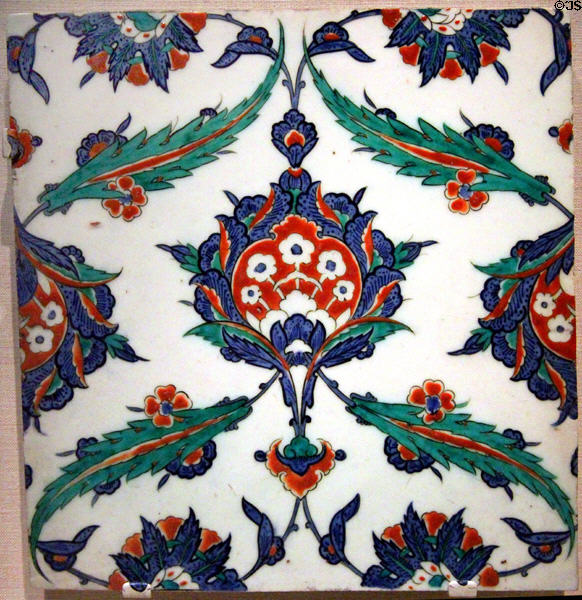 Stonepaste painted tile (c1575) from Iznik, Turkey at Smithsonian Freer Gallery of Art. Washington, DC.