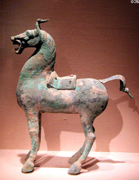 Chinese bronze horse (206 BCE-220 CE, Han dynasty) at Smithsonian Arthur M. Sackler Gallery. Washington, DC.