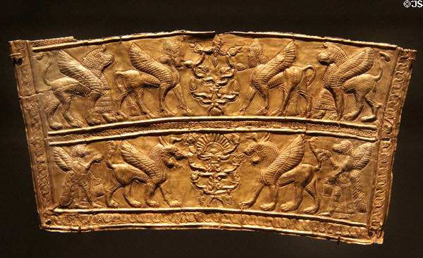Gold breastplate fragment (c8th-7thC BCE) from Iran at Smithsonian Arthur M. Sackler Gallery. Washington, DC.