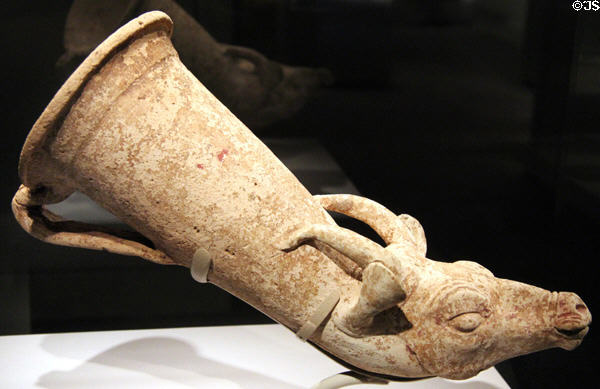 Earthenware horn with gazelle head (6th-4thC BCE) from Iran or Turkey at Smithsonian Arthur M. Sackler Gallery. Washington, DC.