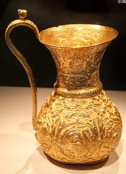 Gold Buyid ewer (10th C) from Iran at Smithsonian Arthur M. Sackler Gallery. Washington, DC.